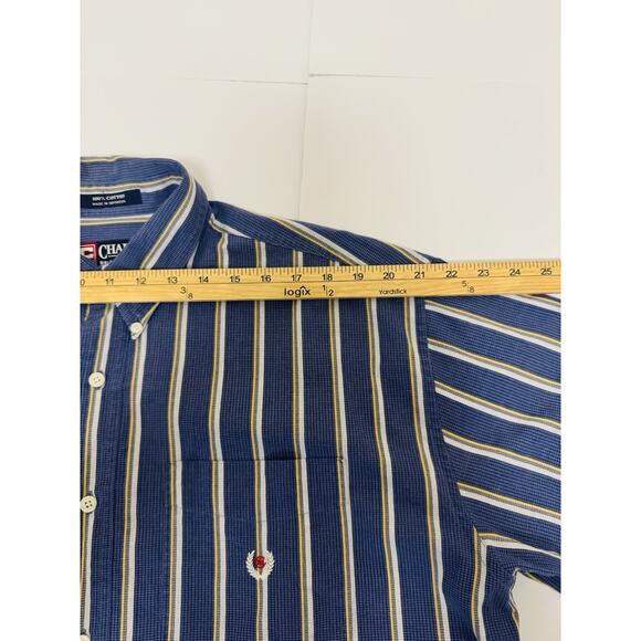 Chaps Ralph Lauren Button Down Men’s L Vertical Striped Short Sleeve Shirt - Picture 6 of 10